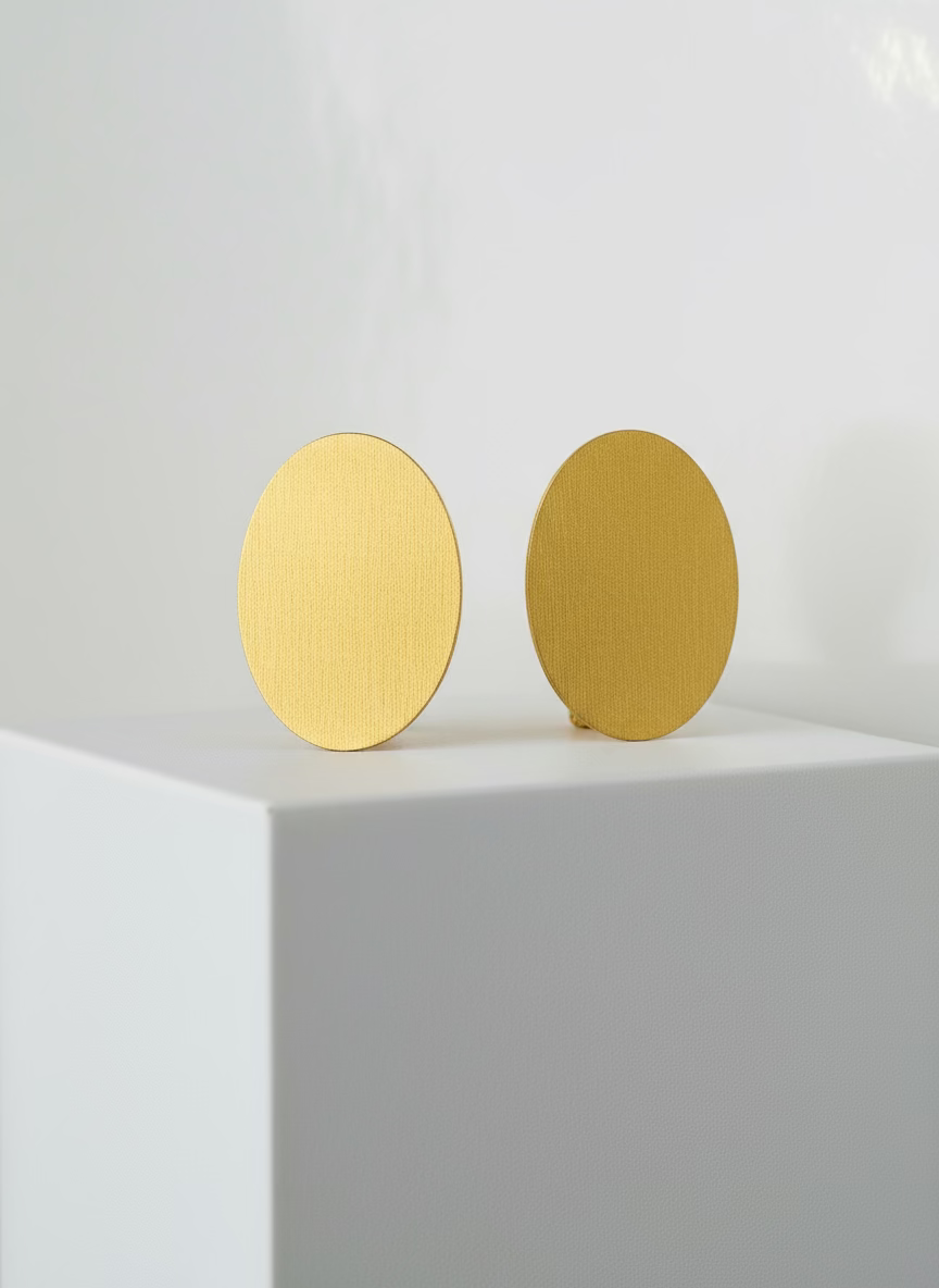 Kaneza Earrings – Gold Oval Wooden Earrings