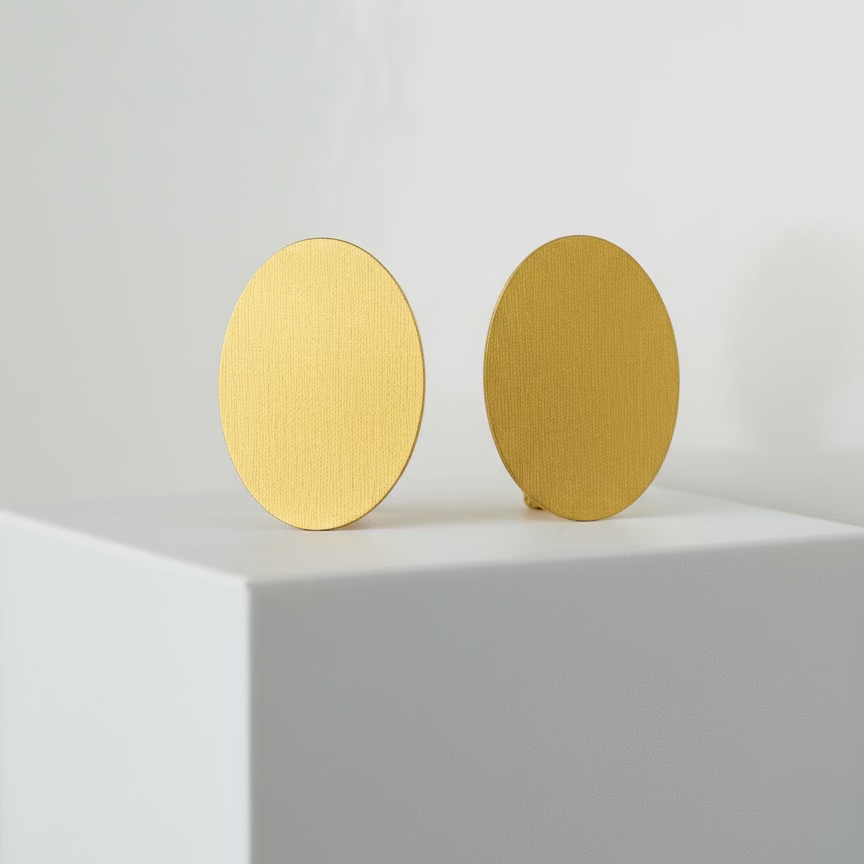 Kaneza Earrings – Gold Oval Wooden Earrings