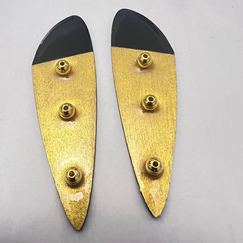 Ndebele hand-painted wooden drop earrings in Gold