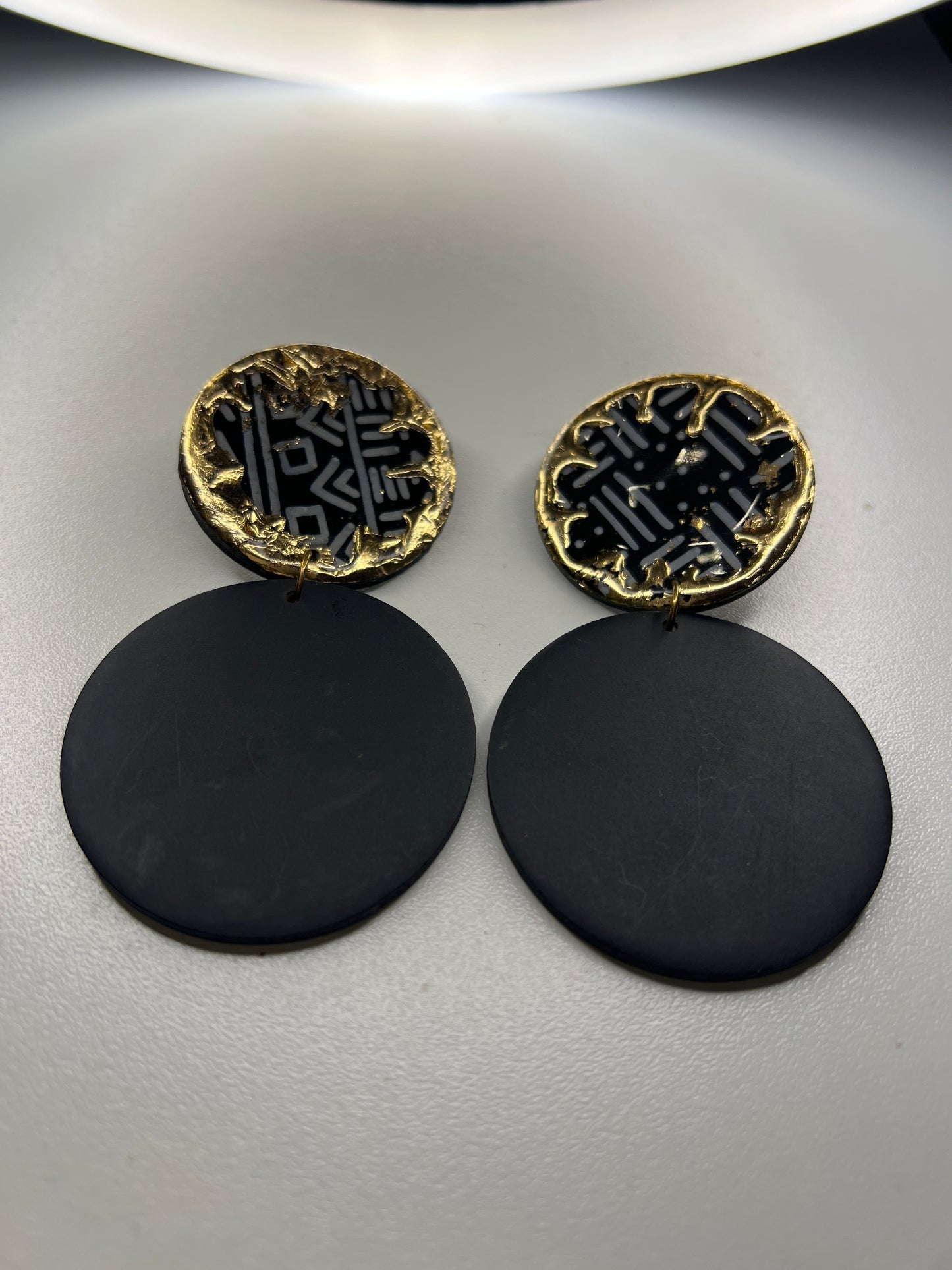 Matt Black and Gold Earrings