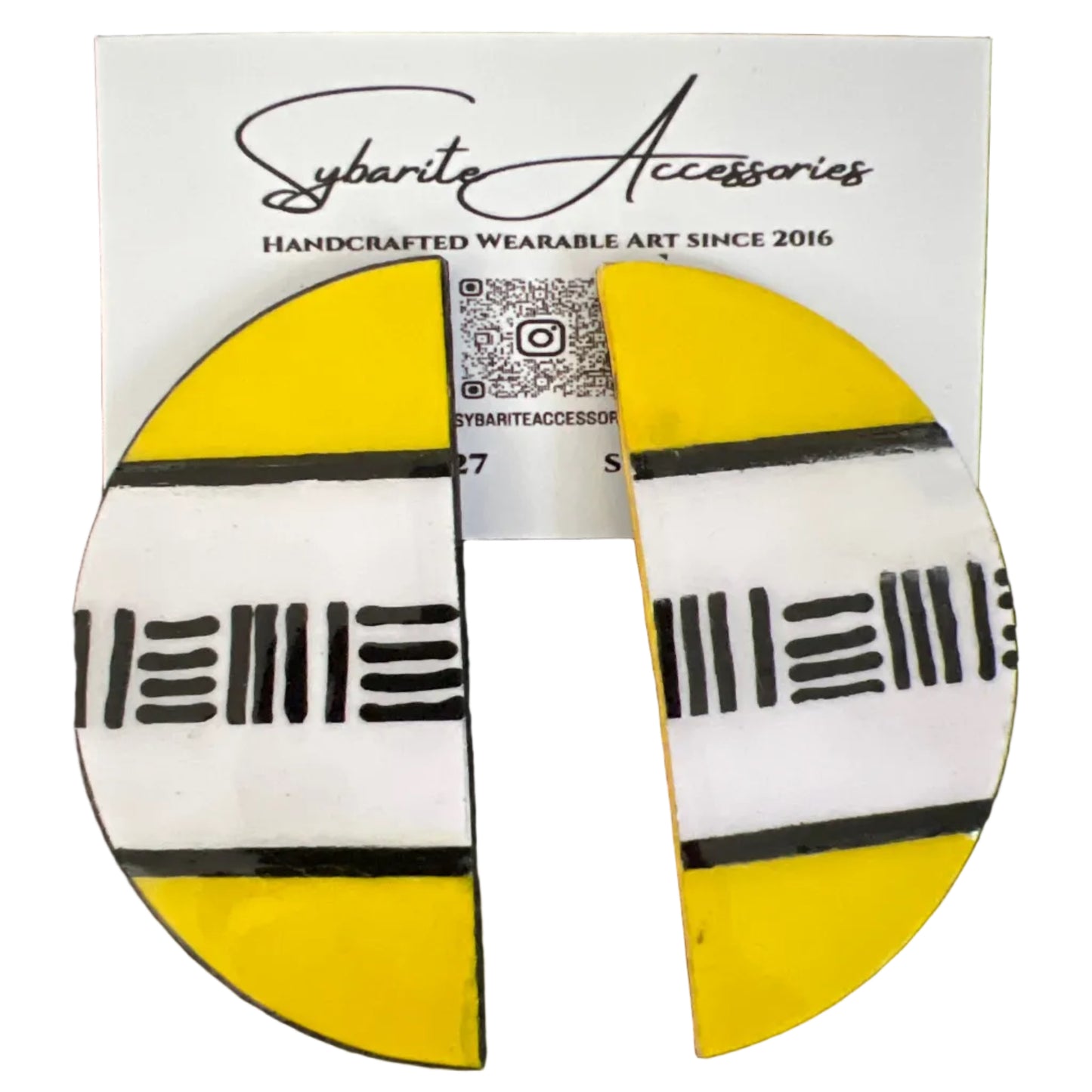 Yellow half circle earrings