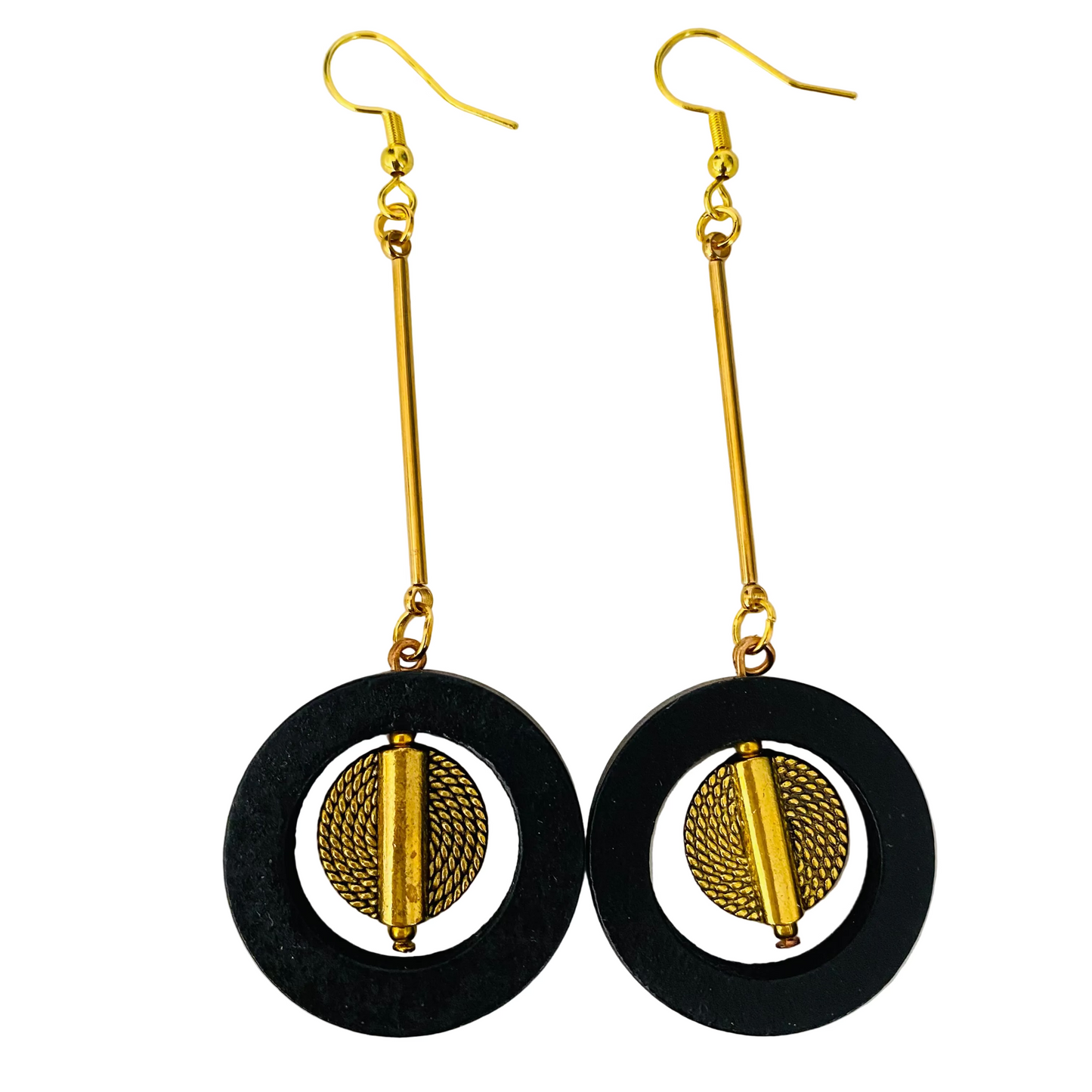 Zulu Orbit Earrings – Black & Gold Fusion