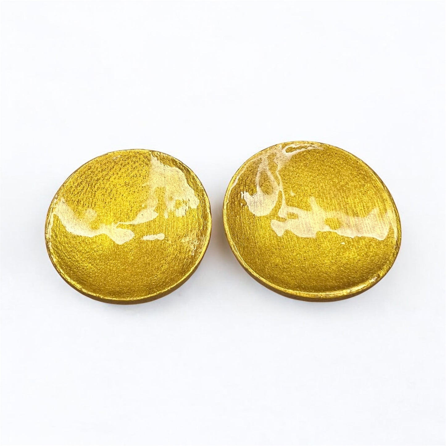 Golden Aura Hand-Painted Wood Stud Earrings (6cm)