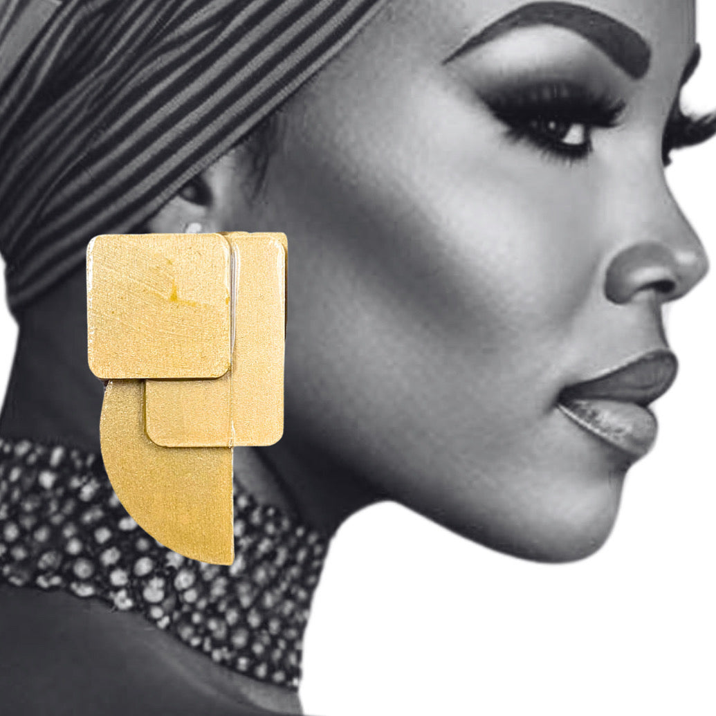 Geo Luxe Earrings – Champagne Gold