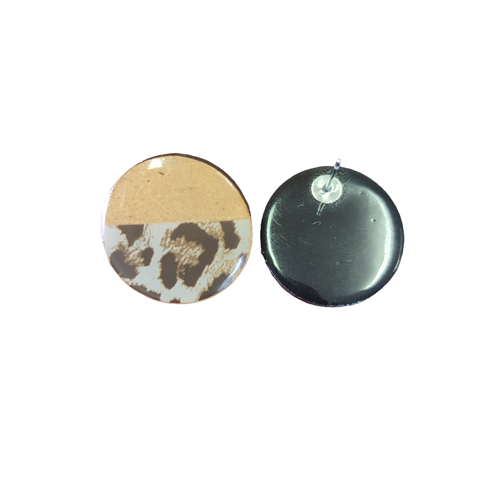 Leopard Print Button Earrings
