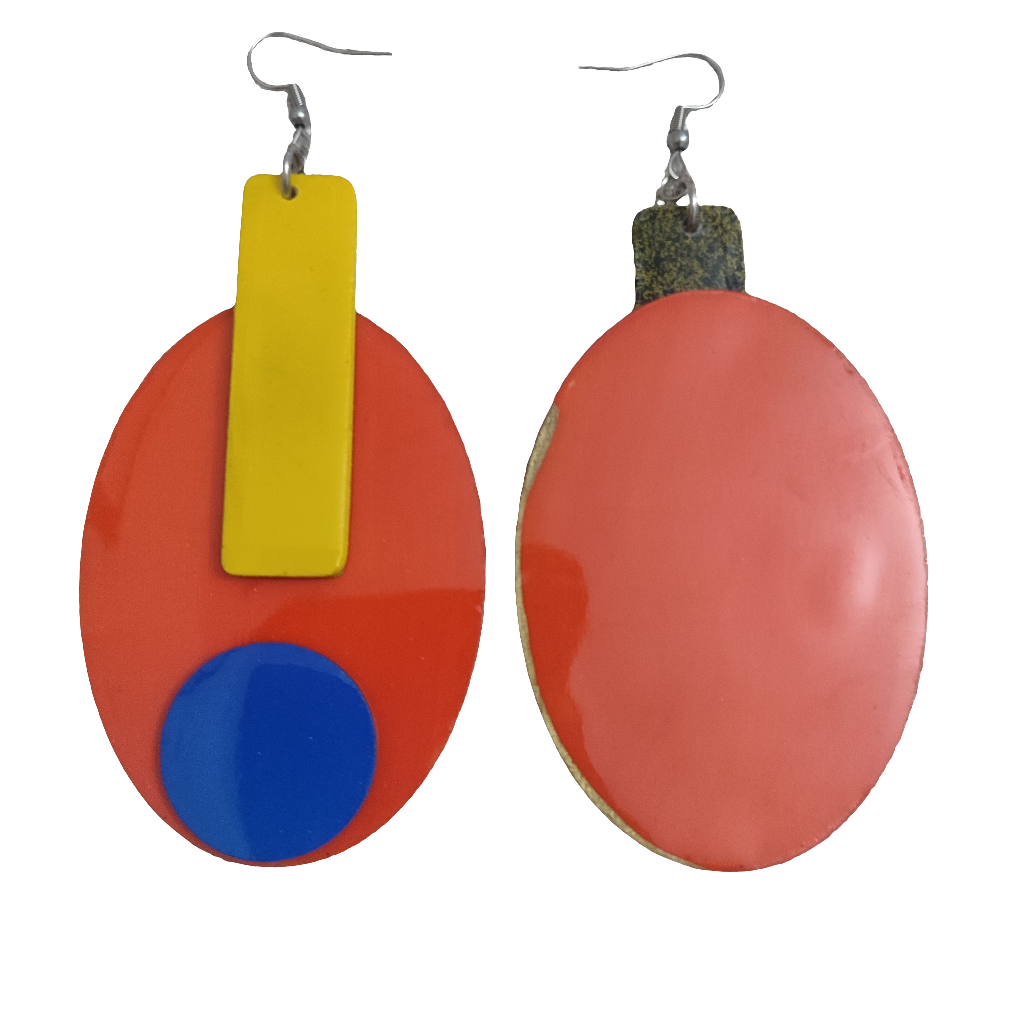 Orange Blue Dot Earrings