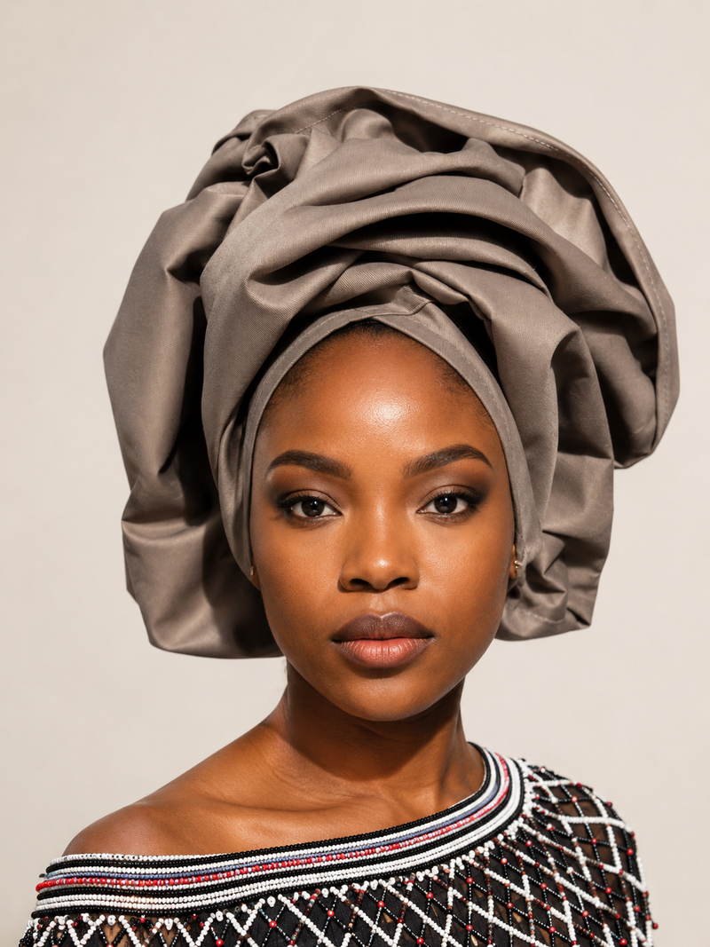 Grey Taupe Cotton Twill Headwrap
