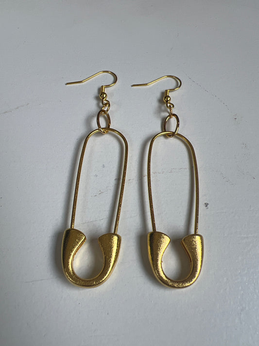 Golden Safety Pin Earrings