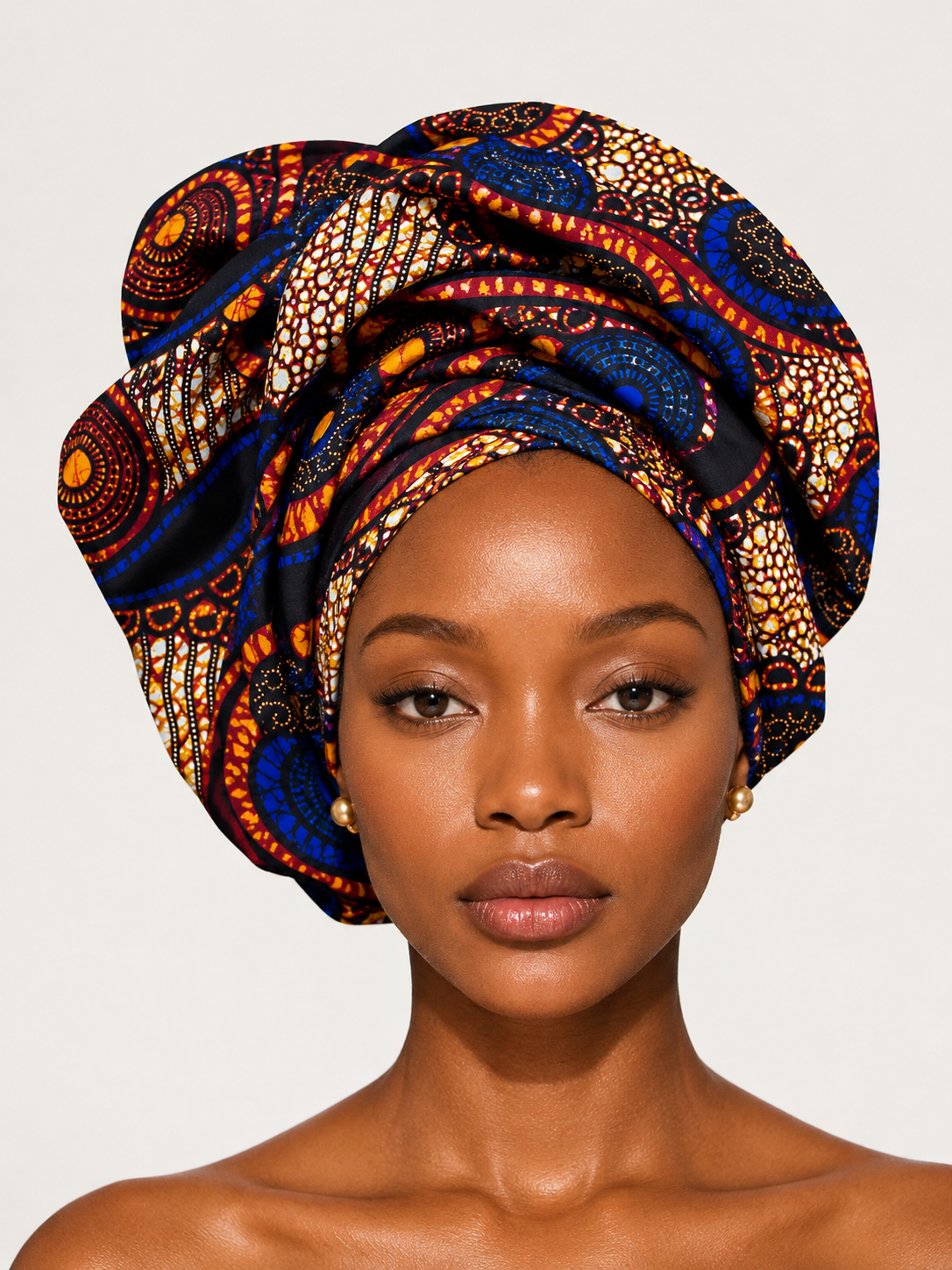 African wax print Ankara-inspired headwrap turban by Sybarite Accessories