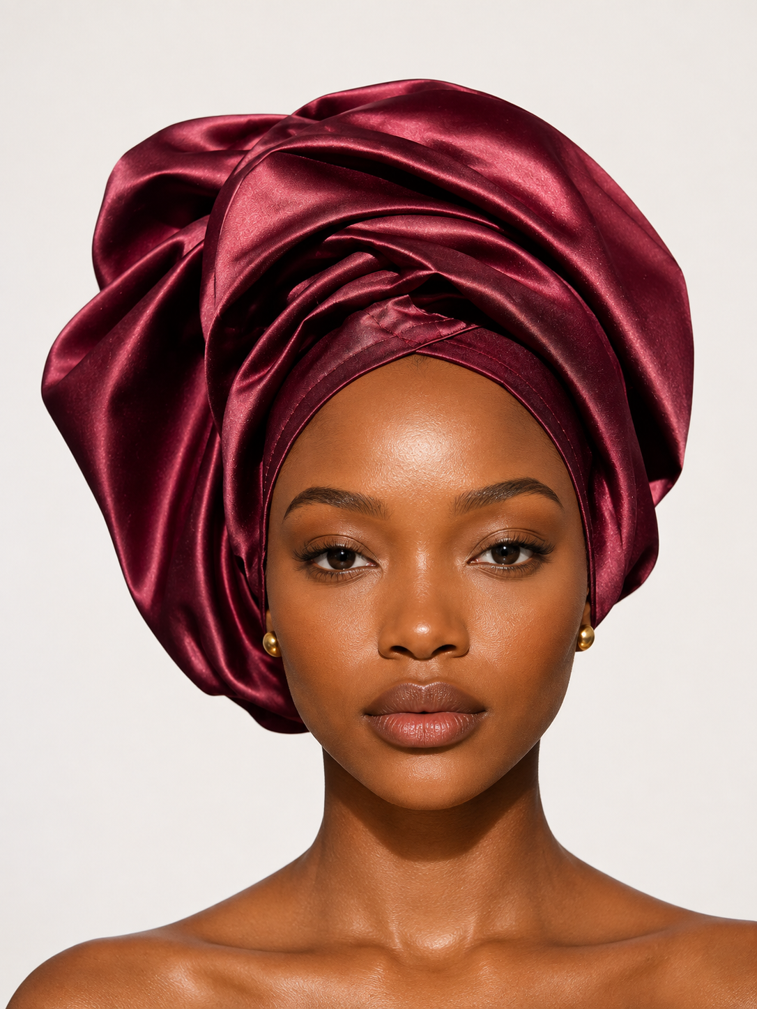 Wine Red Satin Headwrap