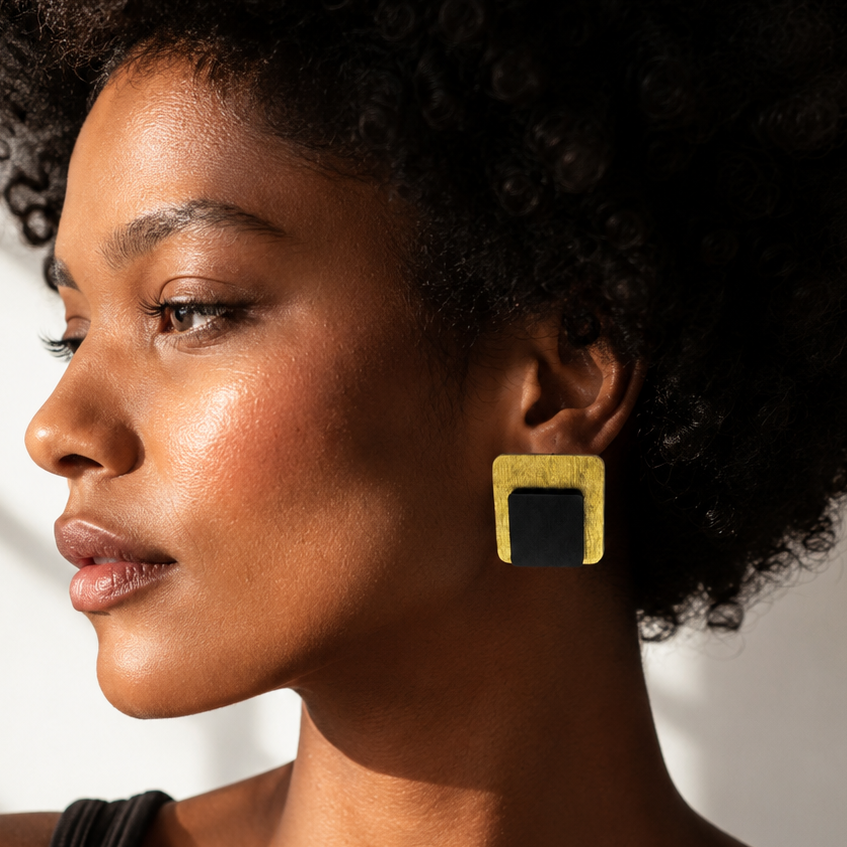 Amahle Wooden Earrings - front view