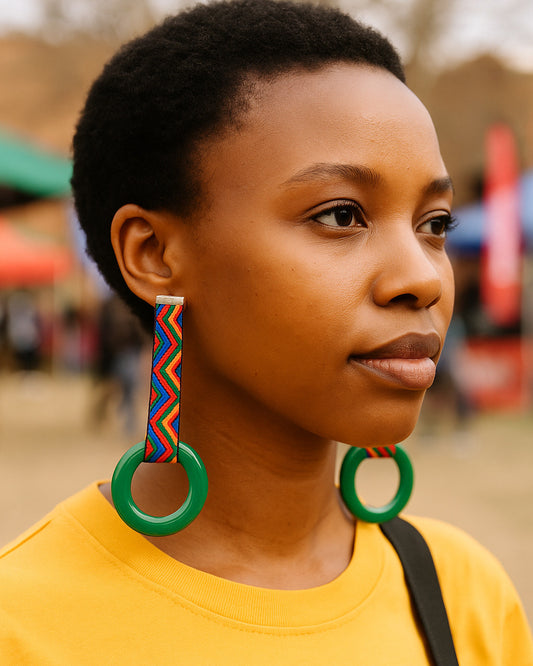 13cm long green earrings