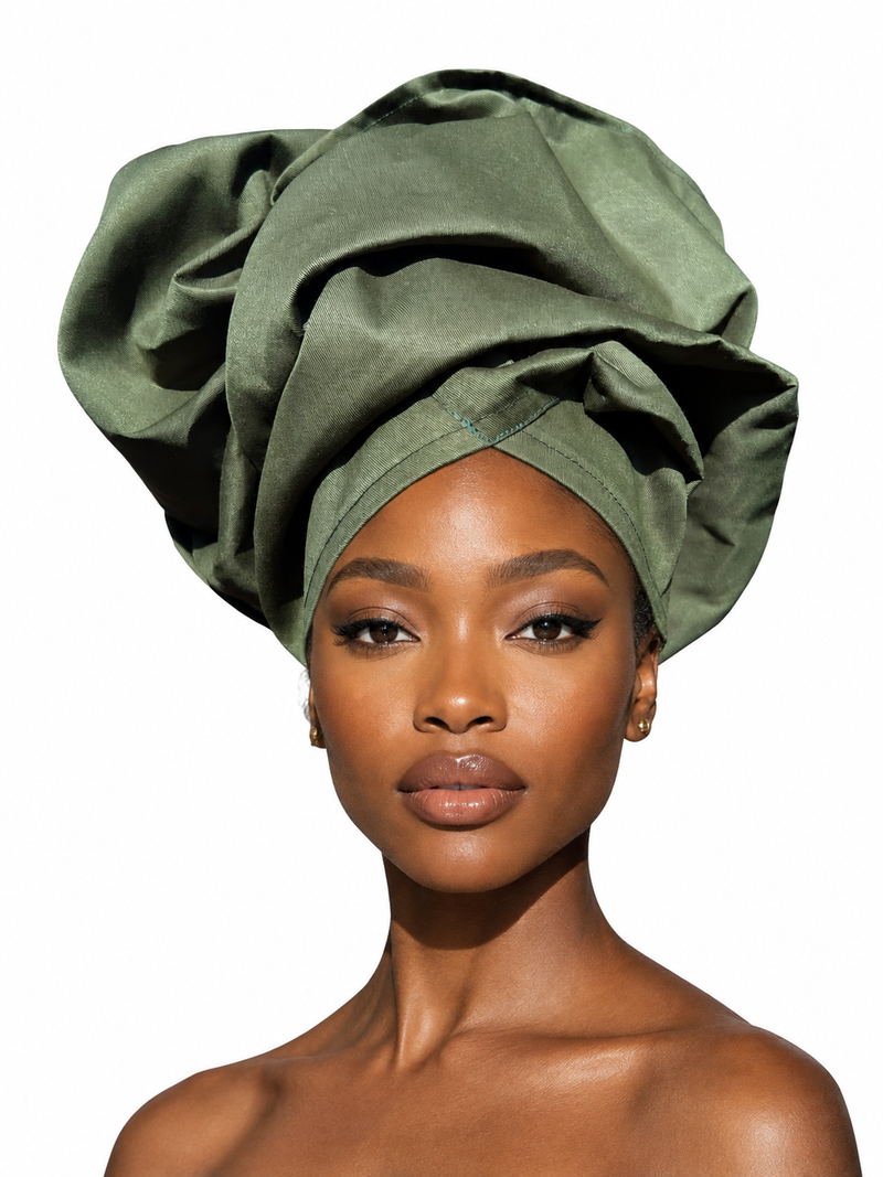 Olive Green Cotton Twill Headwrap
