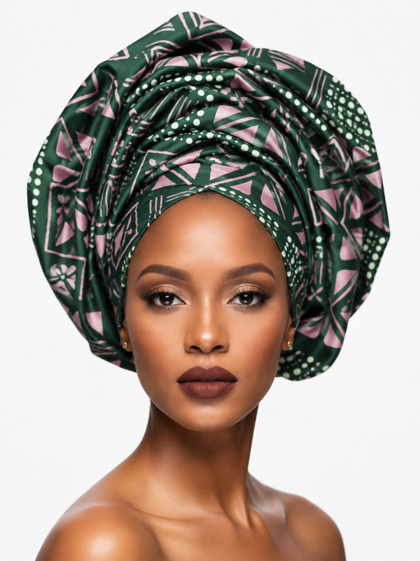 Emerald & Pink Tribal Print Headwrap