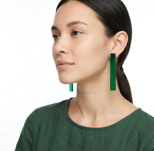 The Emerald Linear Acrylic Drop Earrings – 6.5cm