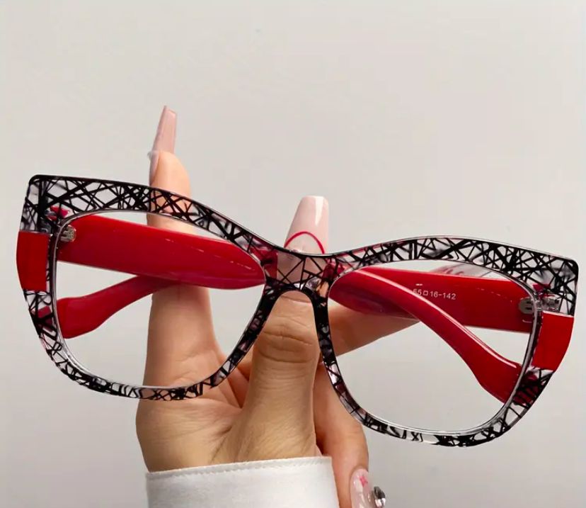 Red and clear black glasses