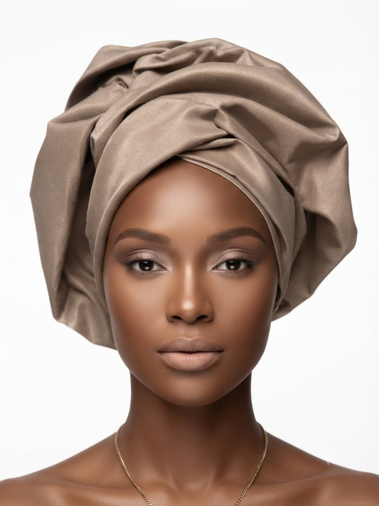 Taupe Cotton Twill Headwrap