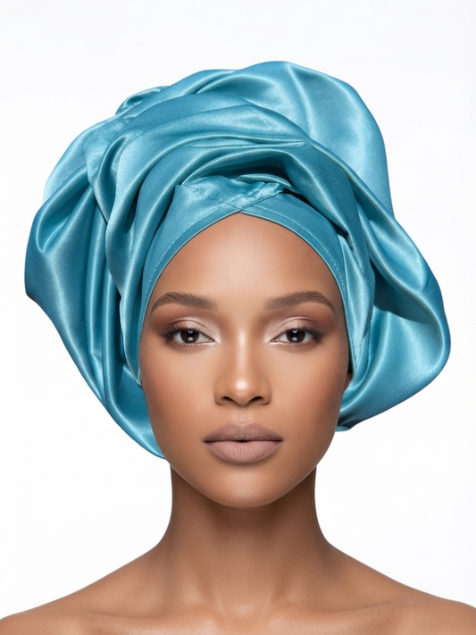 Sky Blue Satin Headwrap