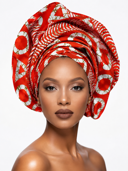 Red Ankara Print Headwrap
